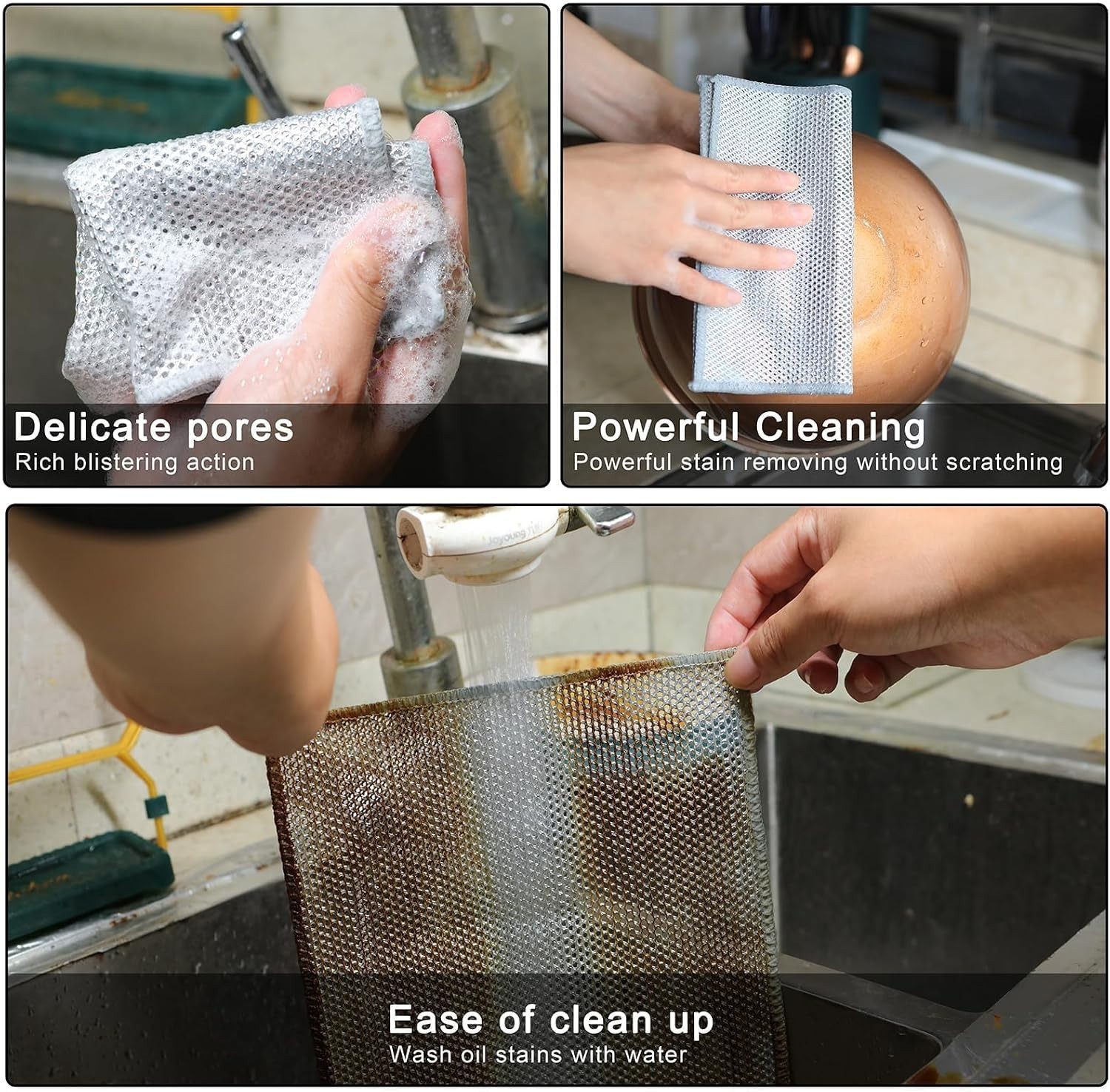 10 Pack Non-Scratch Wire Dishwashing Rags – Ultimate Kitchen Cleaning Cloths
