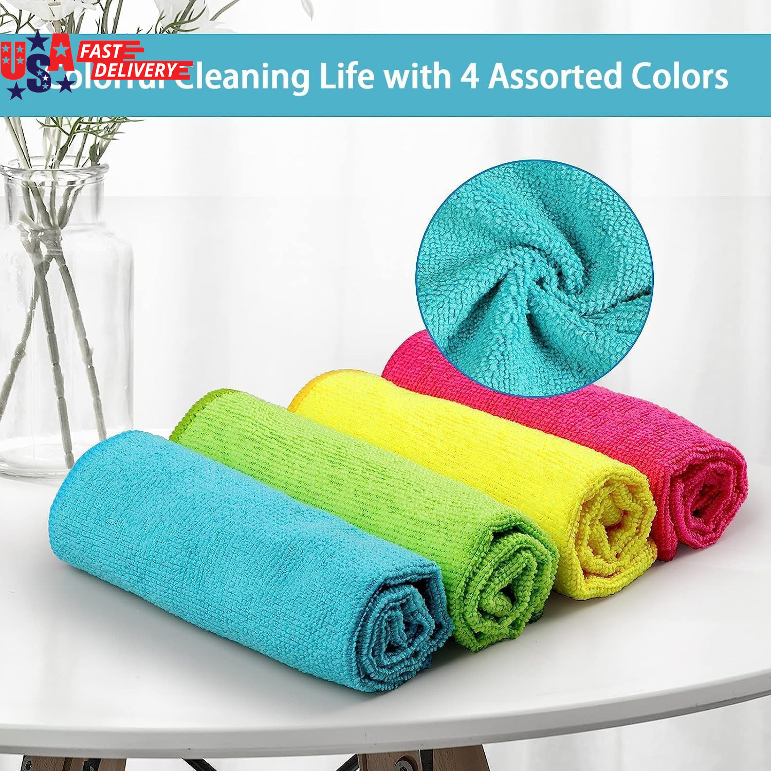Microfiber Cleaning Cloth 210GSM, Pack of 12, Size:11.5″ X 11.5″, Ultra-Soft, Hi