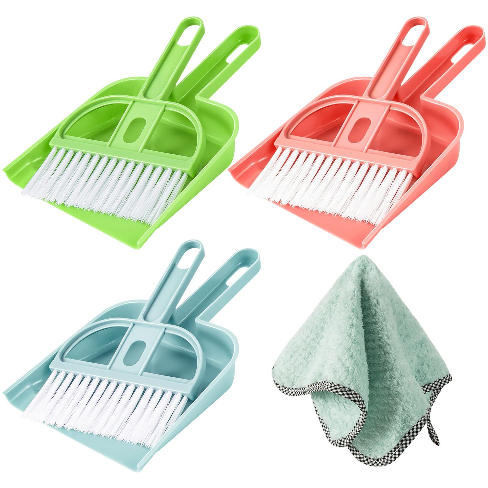 Lamoutor 3 Pack Mini Hand Broom and Dustpan Set Small Dust Pans with Brush Se…