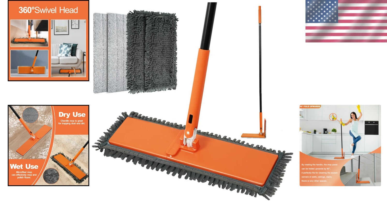 Effective Floor Dust Mop with Hang Hook – Perfect for Vinyl & Tile Cleaning