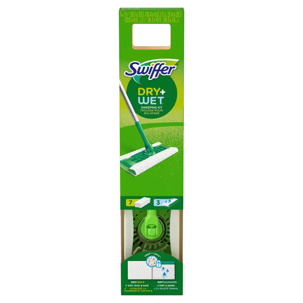 Swiffer Sweeper 2-in-1, Dry and Wet, Floor Cleaner Includes 1 Mop + 10 Refills