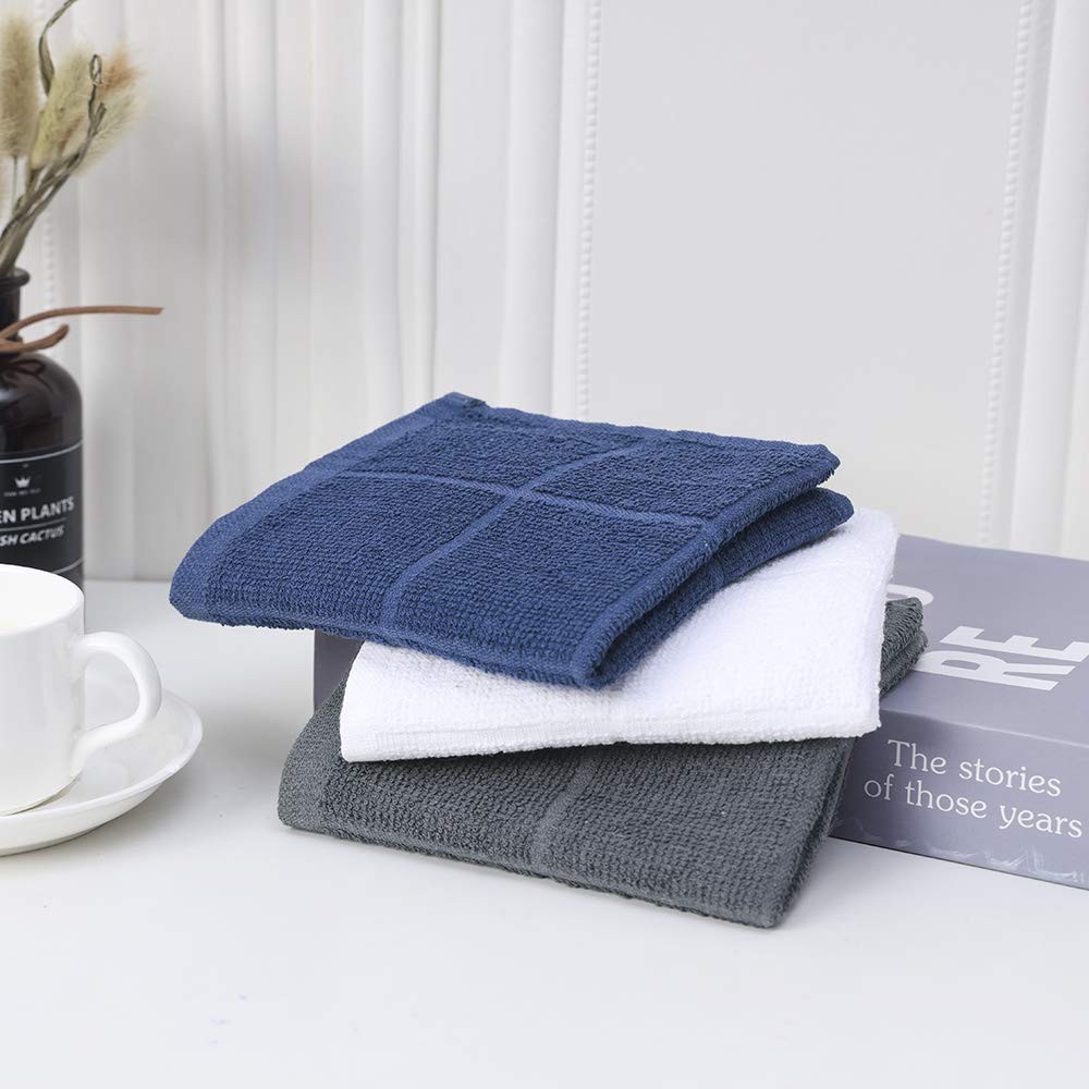 Glynniss Blue Dish Cloths Kitchen Highly Absorbent Navy Rags 11×11,
