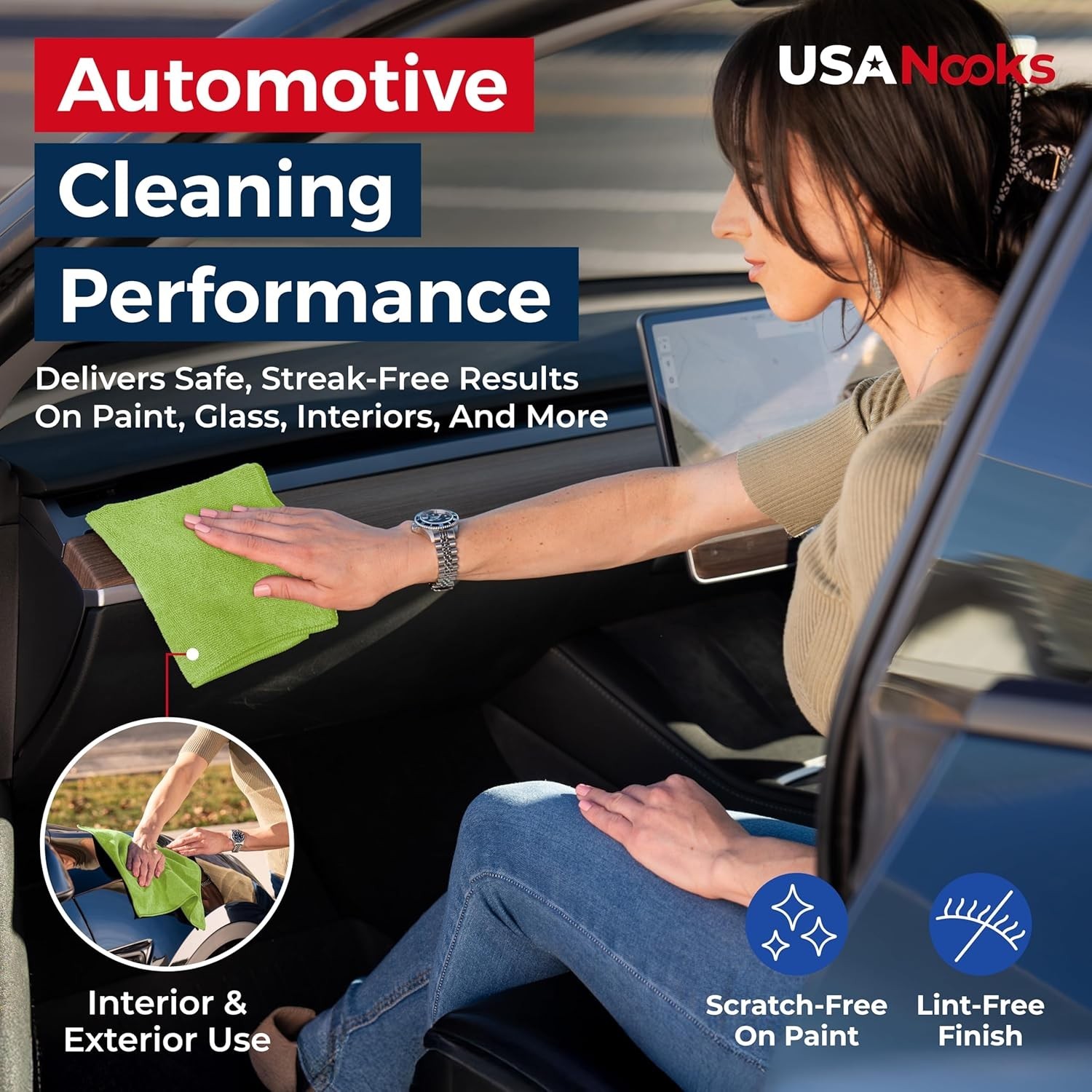 12 Pack Microfiber Cleaning Cloth Ultra Absorbent Car Wash Towels Green USA NEW!