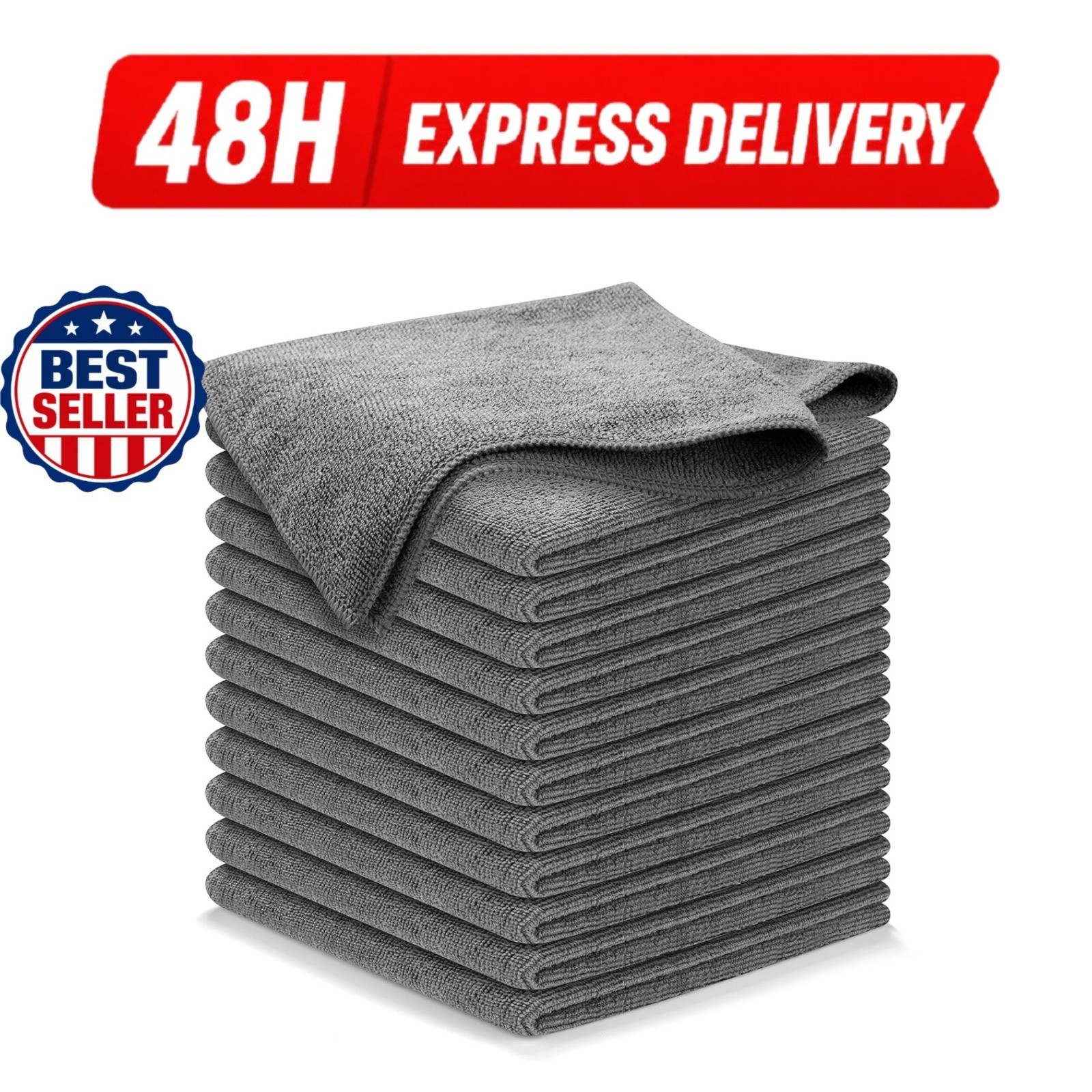 USANOOKS Microfiber Cleaning Cloths – 12 Pack, Ultra Absorbent, Streak-Free