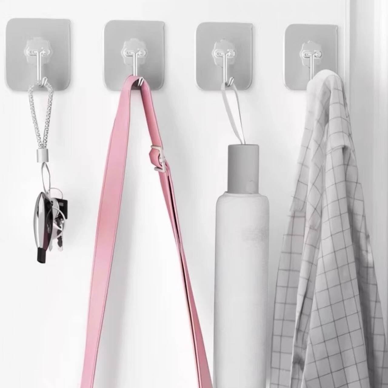 Adhesive Wall Hooks for Hanging Heavy Duty 50 lbs Large Hooks for Walls No