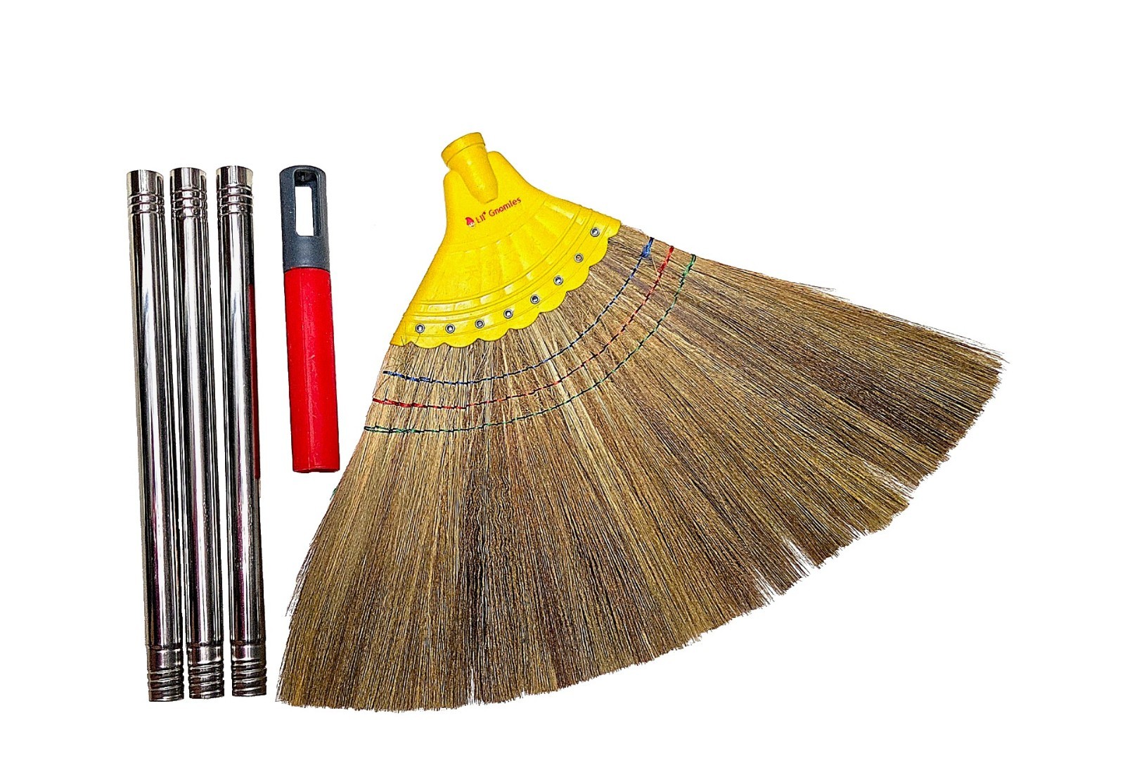 Asian Natural Straw Broom 58 Inch Length Vietnamese Corn Sweep Stainless Steel