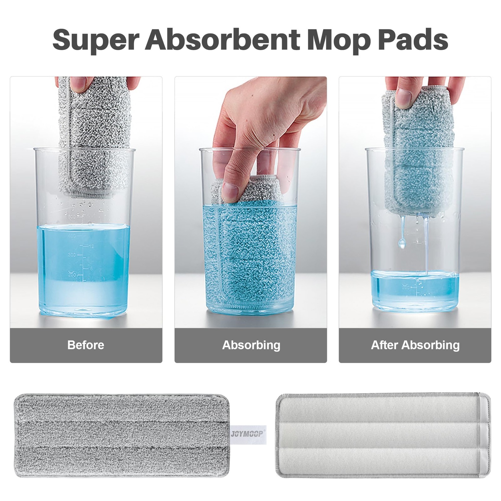 White Flat Mop Microfiber Floor Wall Cleaner 60 Inch Handle 15 Inch Head