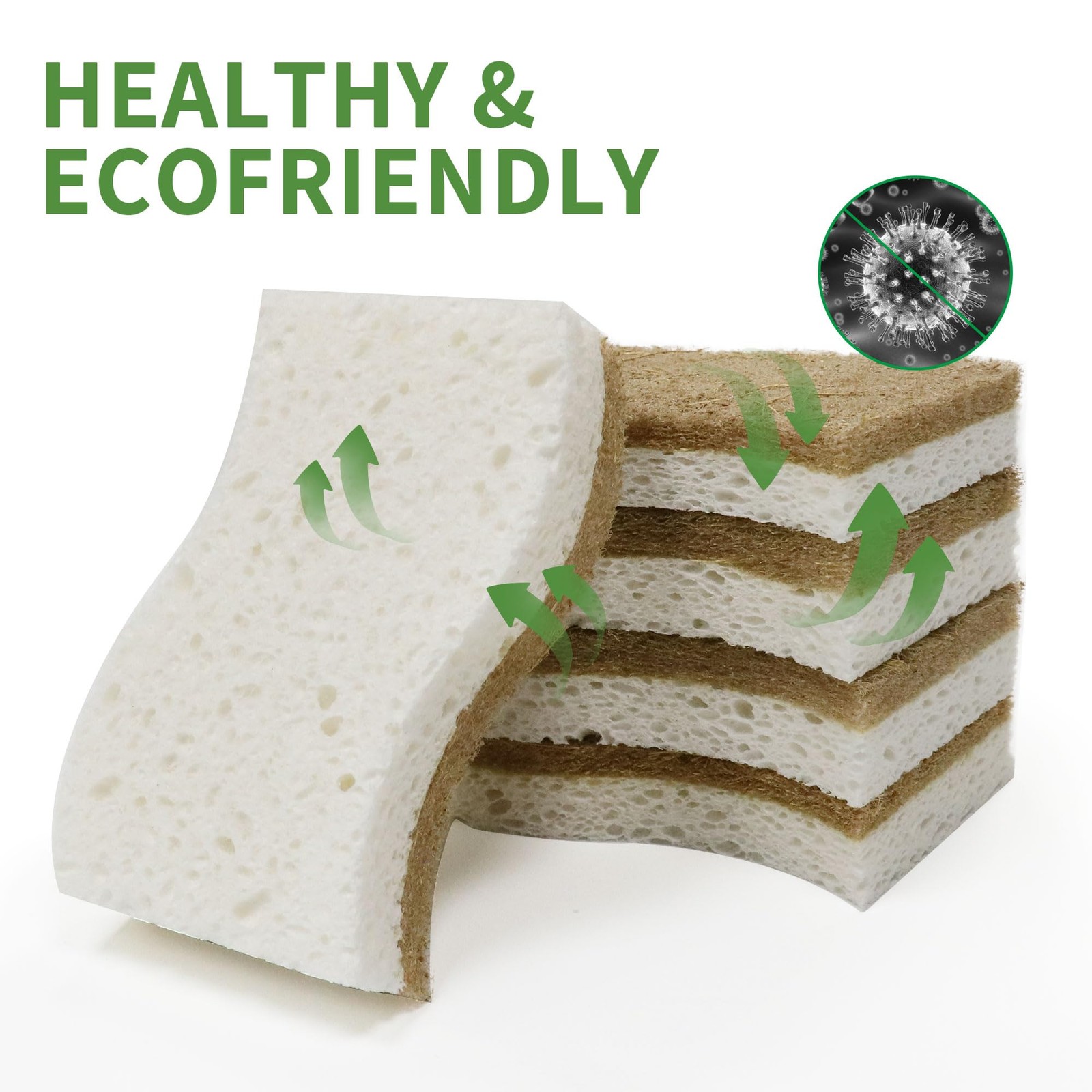 9 Pack Biodegradable Natural Kitchen Sponge Compostable Cellulose and Coconu…