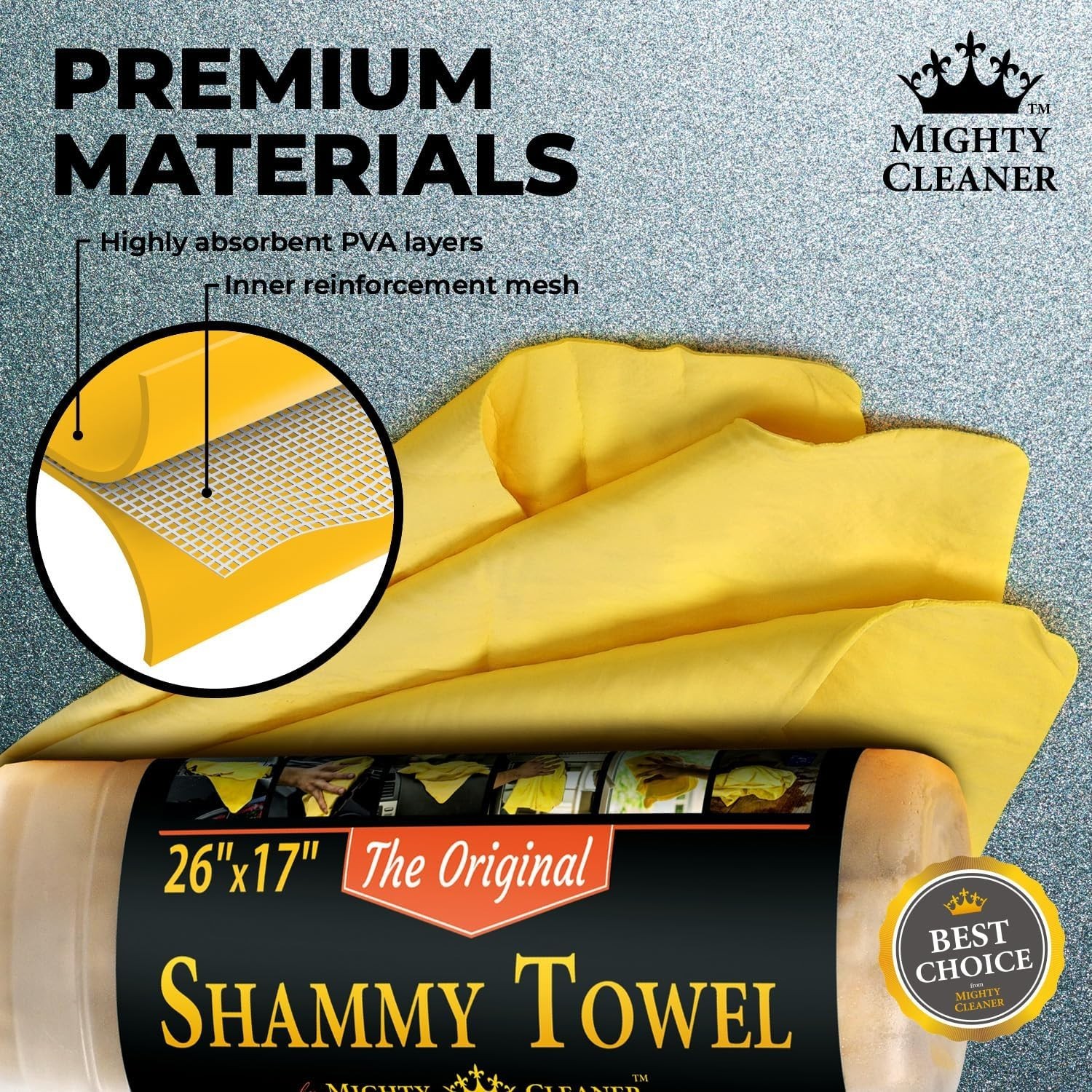 Shammy Cloth for Car Drying – 26”x17” – Super Absorbent Chamois Towel for Car…