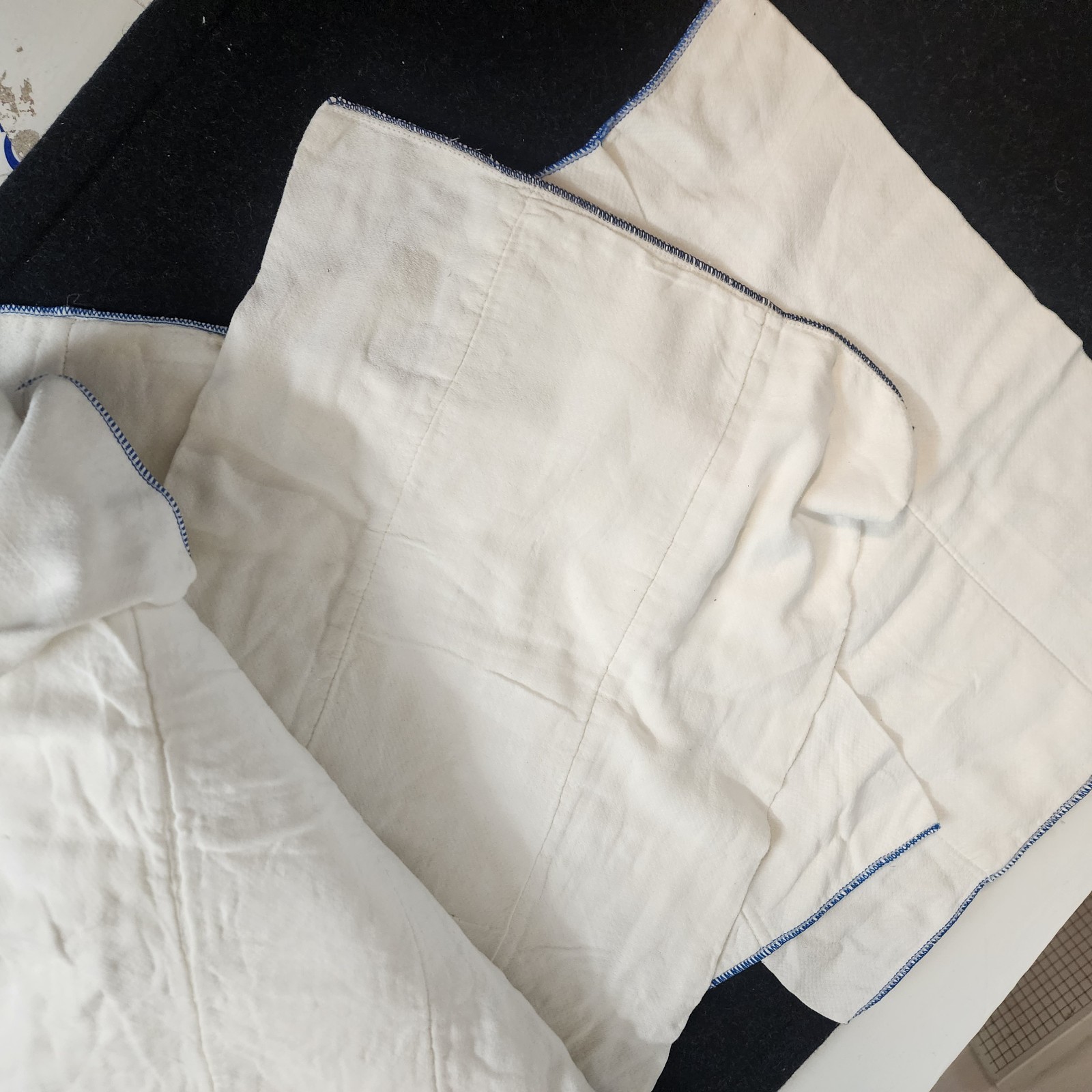 Lot 10 Blue Edge Prefold Cloth rags 14×17 Cotton Birdseye – Washed Clean
