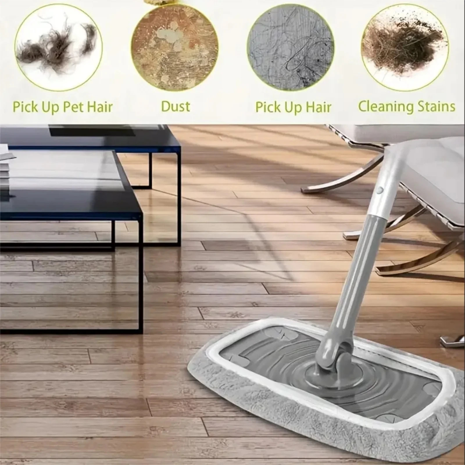 4 Reusable Mop Pads with High Water Absorption and Ultra-fine Fiber Cleaning Pad