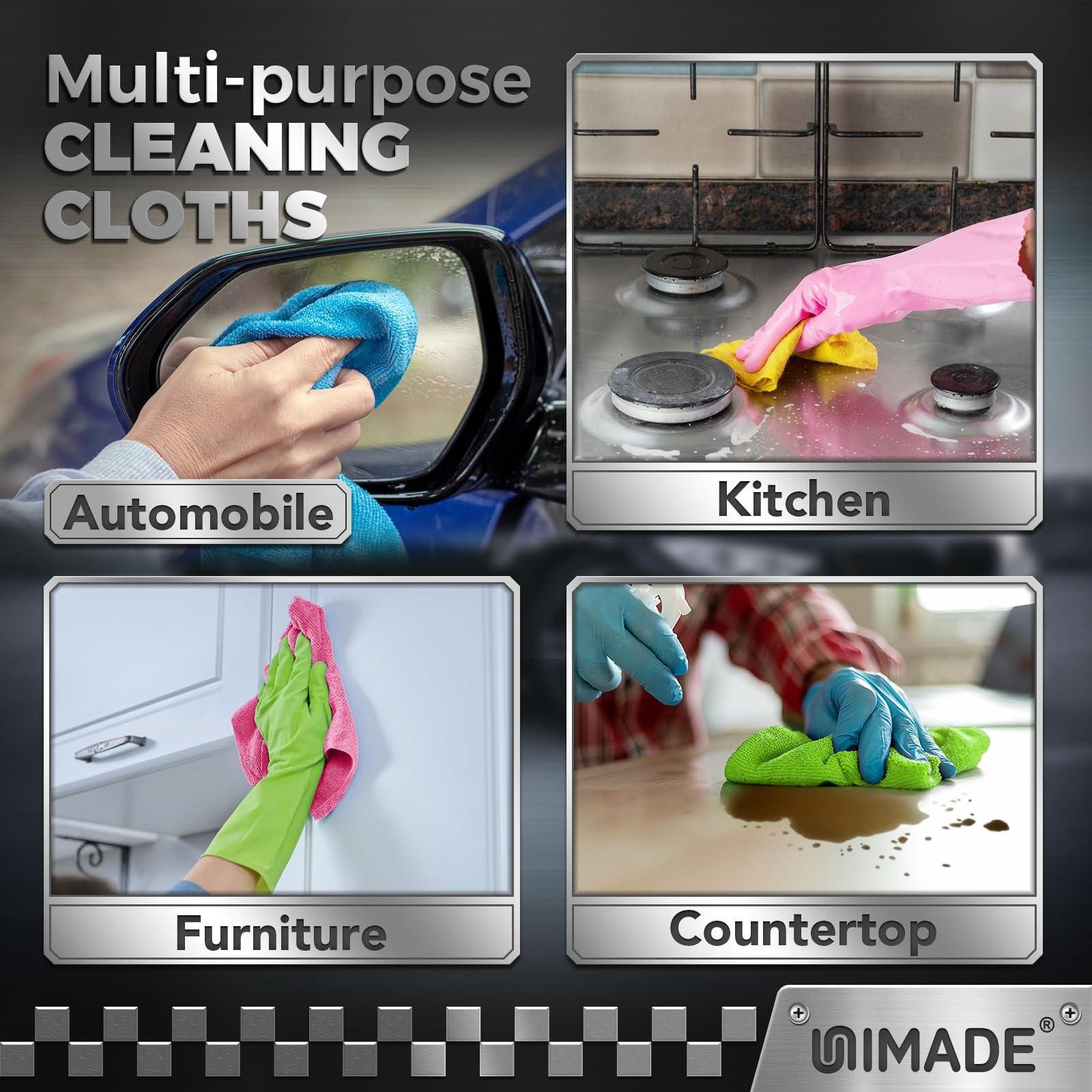 UNIMADE Microfiber Cleaning Cloth, 24 Pack Reusable 24pk, Multicolor