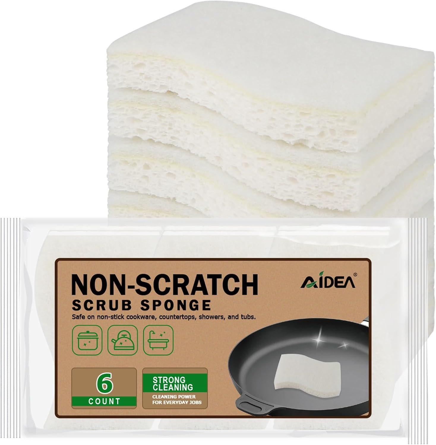 XL Scrub Sponges 6Count, Heavy Duty Sponges for Dishes, Extra Large Sponge for C