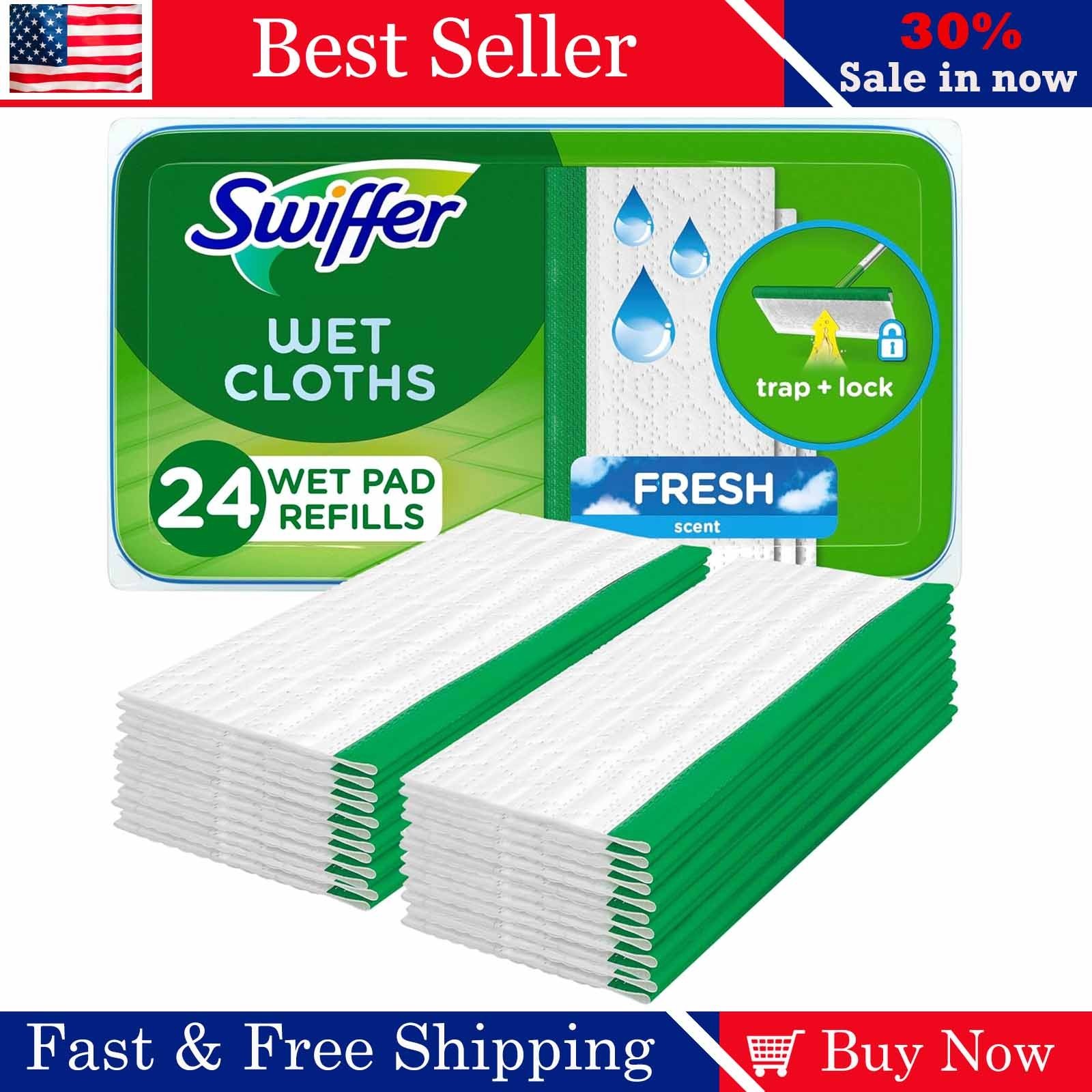 New Pack Of 24 Count Swiffer Sweeper Wet Mopping Cloths Fresh Scent Fast Ship