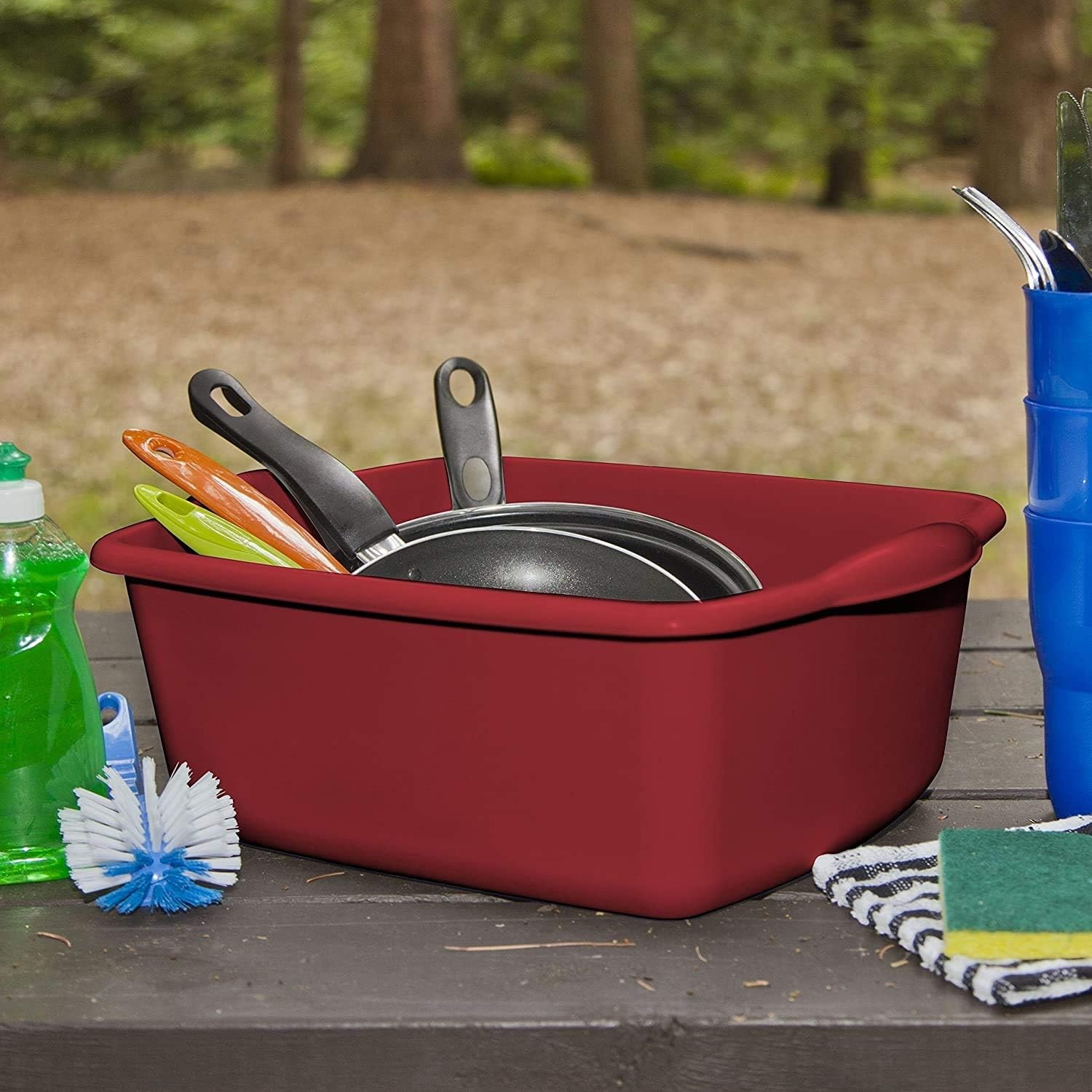 Sterlite 12 Quart Dishpan Basin, Multi-Purpose, 15 3/4″ x 12 1/2″ x 6″, Red,