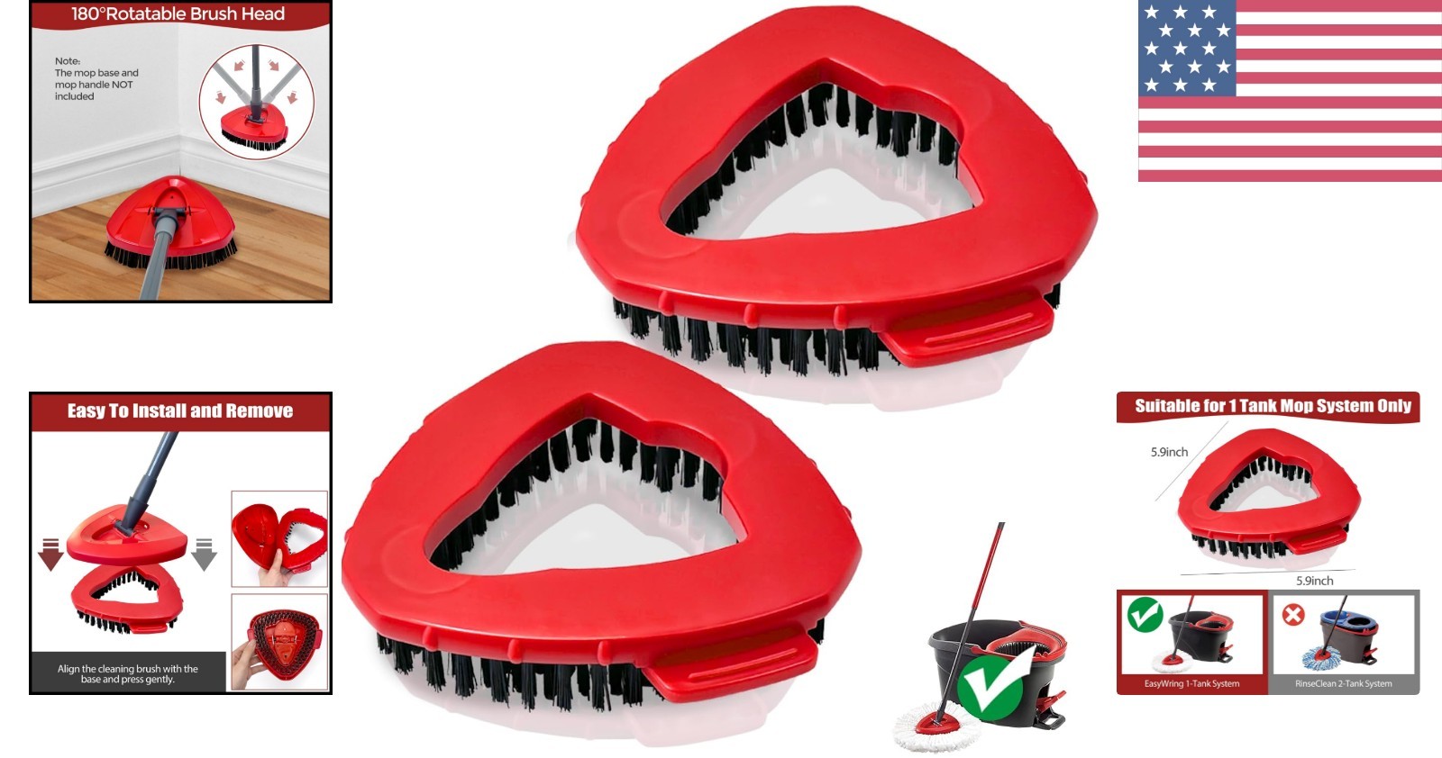 Multi-Surface Stiff Bristle Cleaning Brushes – 2 Pack for Home and Bathroom