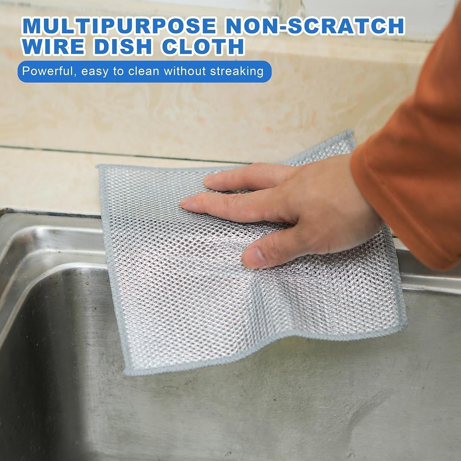 10 Pack Non-Scratch Wire Dishwashing Rags – Ultimate Kitchen Cleaning Cloths