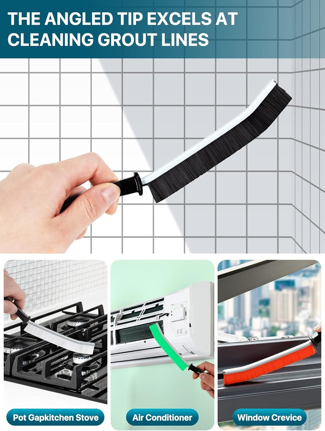 6Pcs Hard Bristle Crevice Cleaning Brush, Multifunctal Premium Crevice
