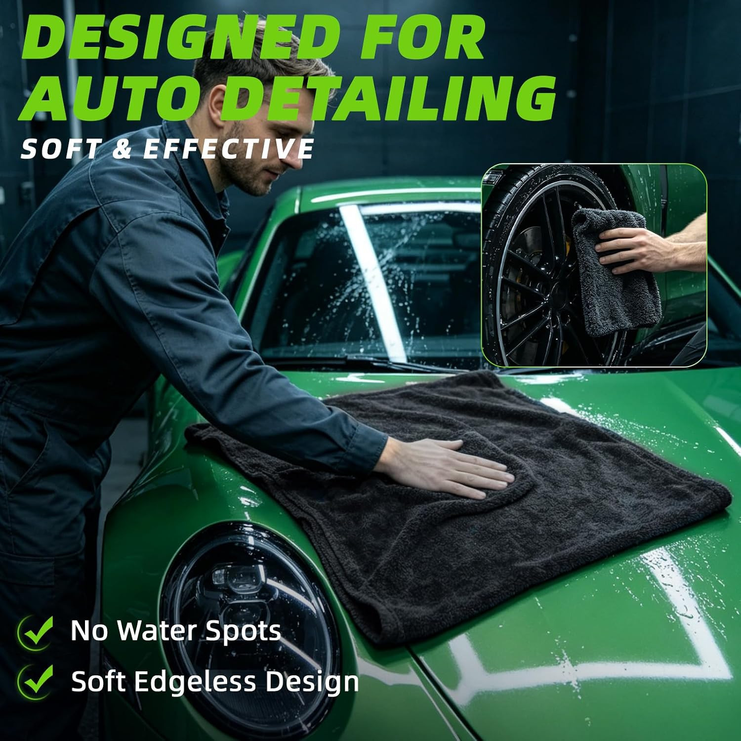 2+1 Pack Car Drying Towels – Microfiber Towels for Cars (36″ X 24″), Ultra-Absor