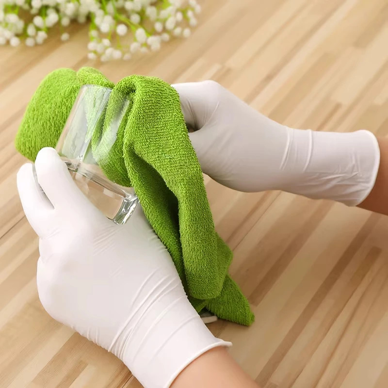 White Nitrile Gloves 50/100PCS Kitchen Cooking Cleaning Food Processing
