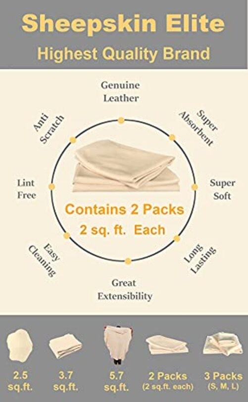 Chamois Drying Cloth Car Drying Towel Real Leather Super 4 sq ft in total