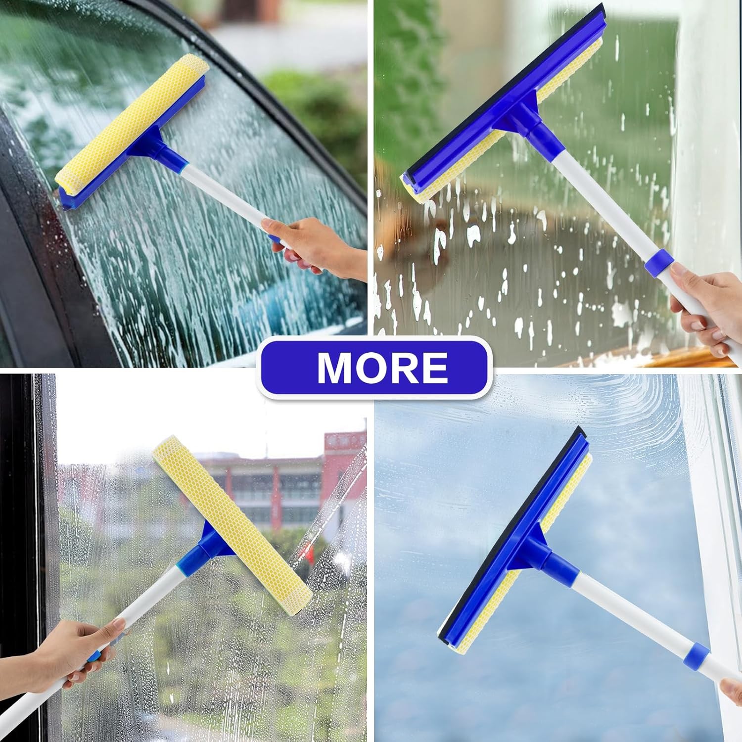 15.9″ Window Squeegee for Car,2 in 1 Squeegee Window Cleaner with Long Stainless