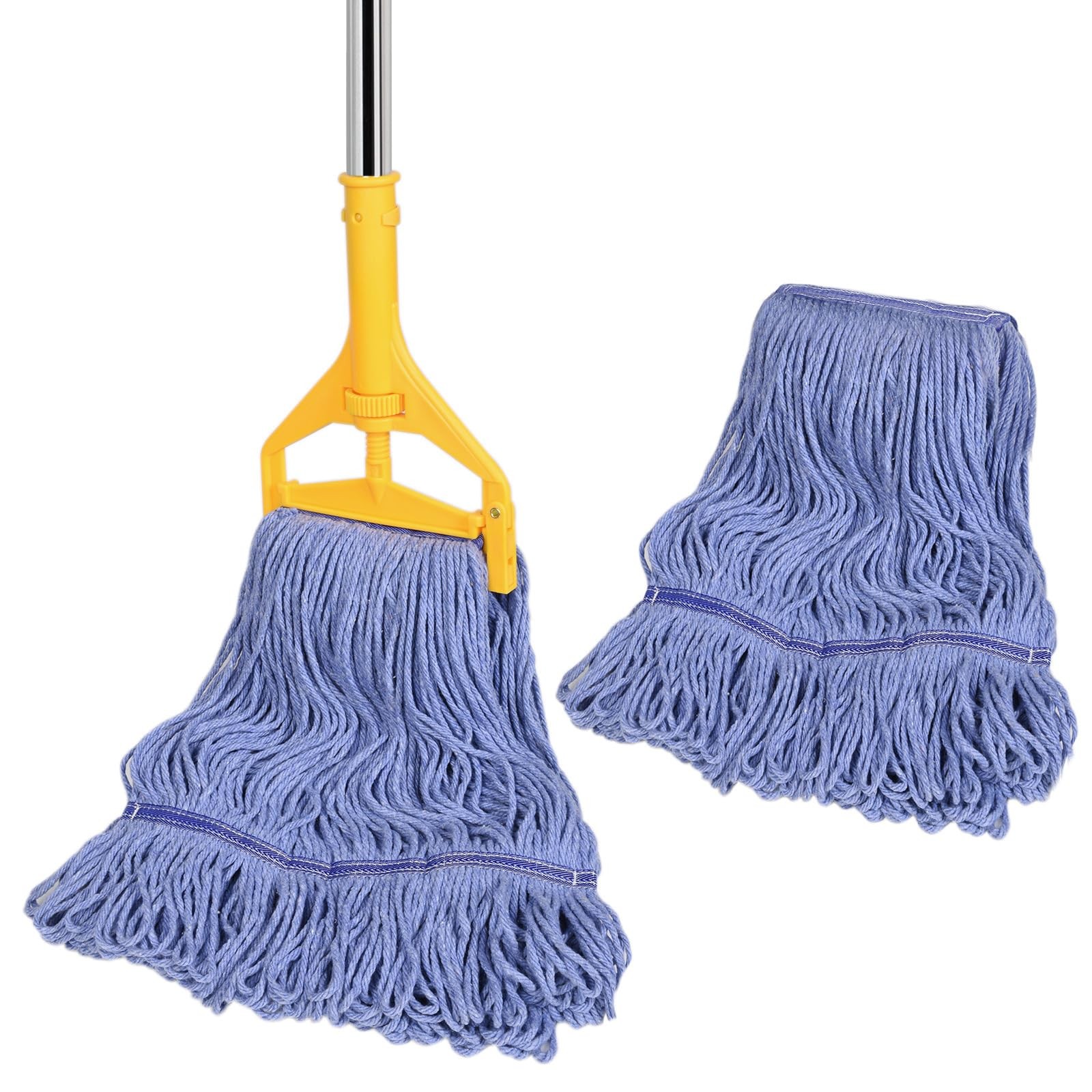 HiBaby Commercial Mop with Extra Head Replacement, 63Inch Handle Heavy Duty I…