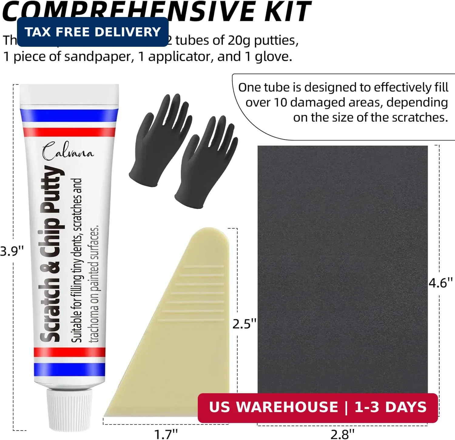 Calvana (2 Pack) 20g Car Body Filler Repair Kit, Automotive Putty Scratch Filler