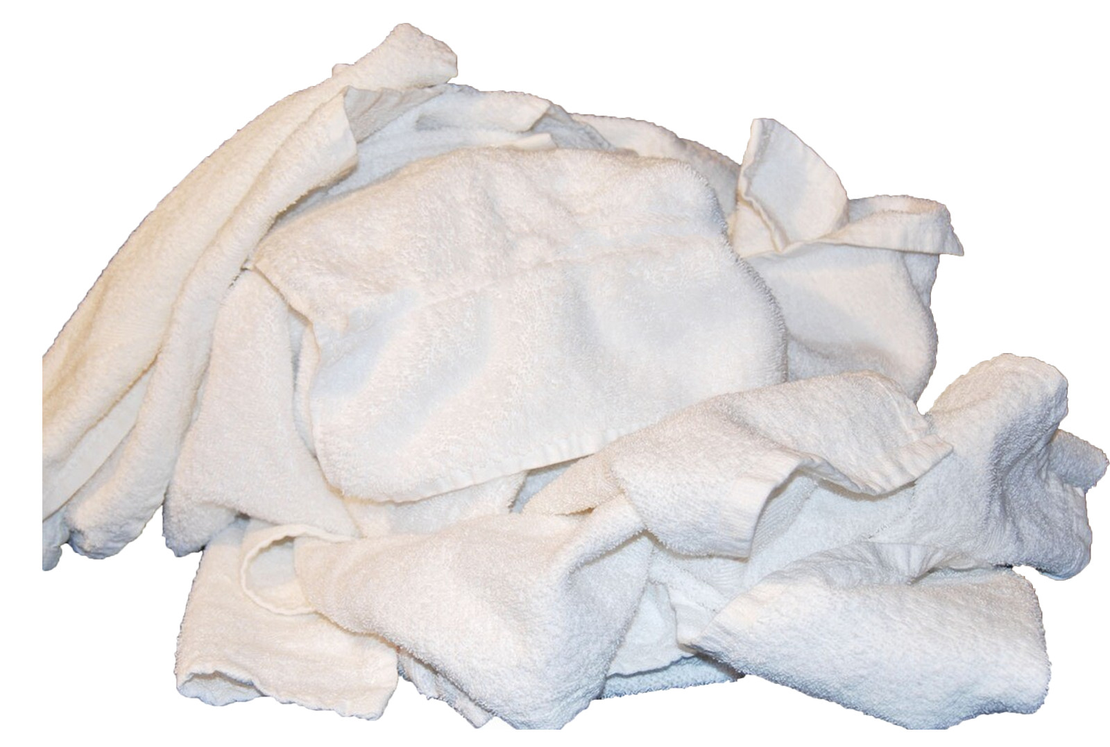 BOX OF WHITE TERRY CLOTH CLEANING RAGS / 100% COTTON / ABSORBENT BAR TOWELS
