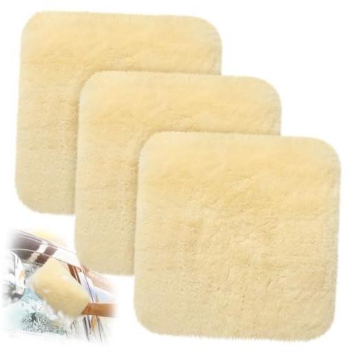3 Pcs Wool Car Wash Pad Wash Mitts Plush Synthetic Polish Pads for Car