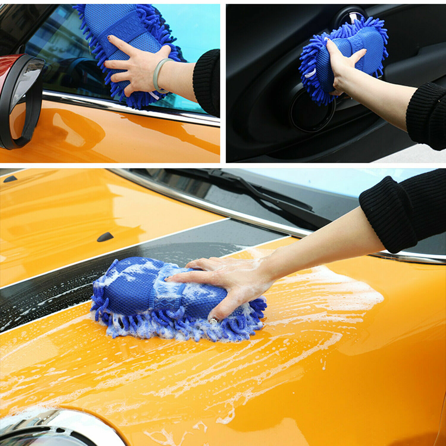 Car Hand Wash Towel Microfiber Washing Gloves Coral Sponge Cleaning Tool