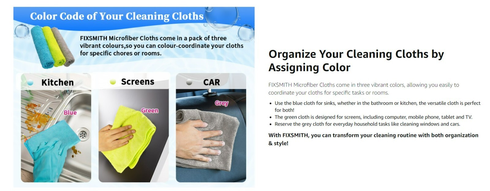 Microfiber Cleaning Cloth Micro fiber Towels Lint-Free Highly Absorbent Rags 8pc