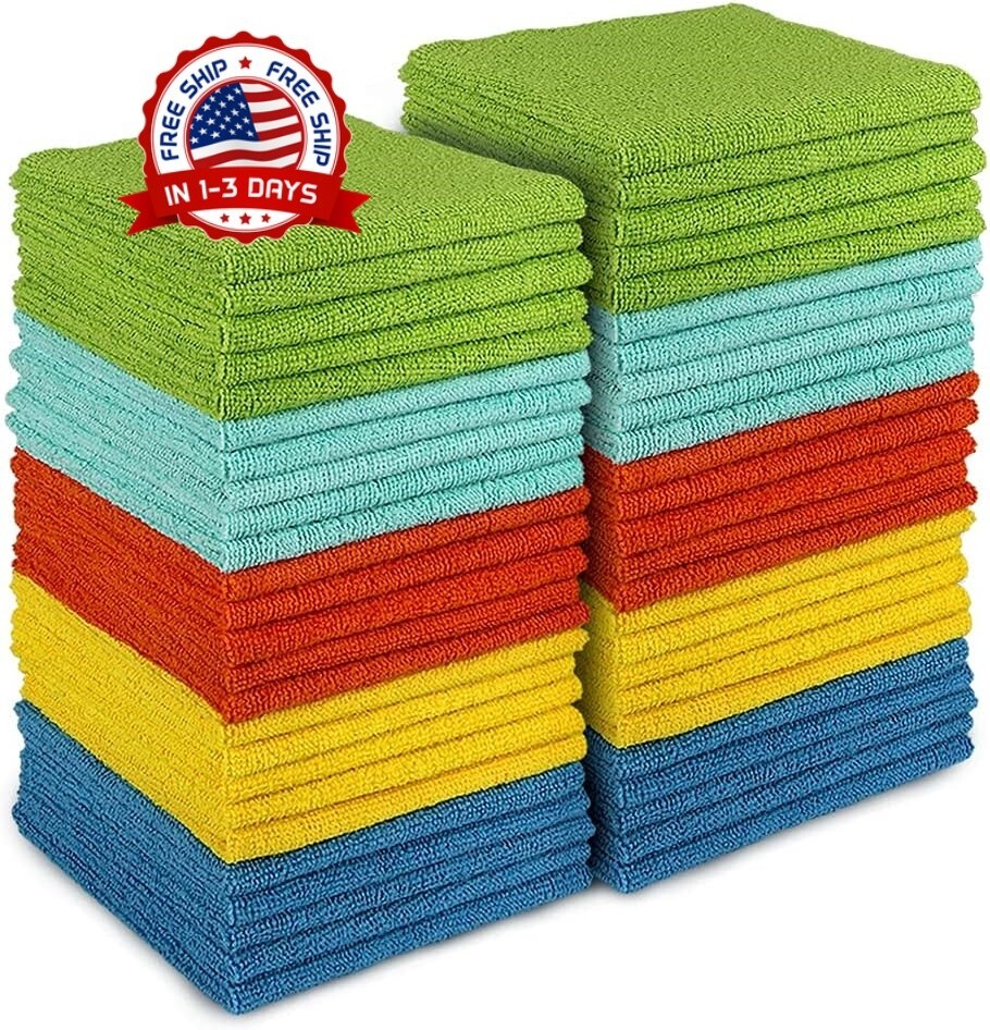Microfiber Cleaning Cloths-50PK, All-Purpose Cleaning Rags, Microfiber Rags for