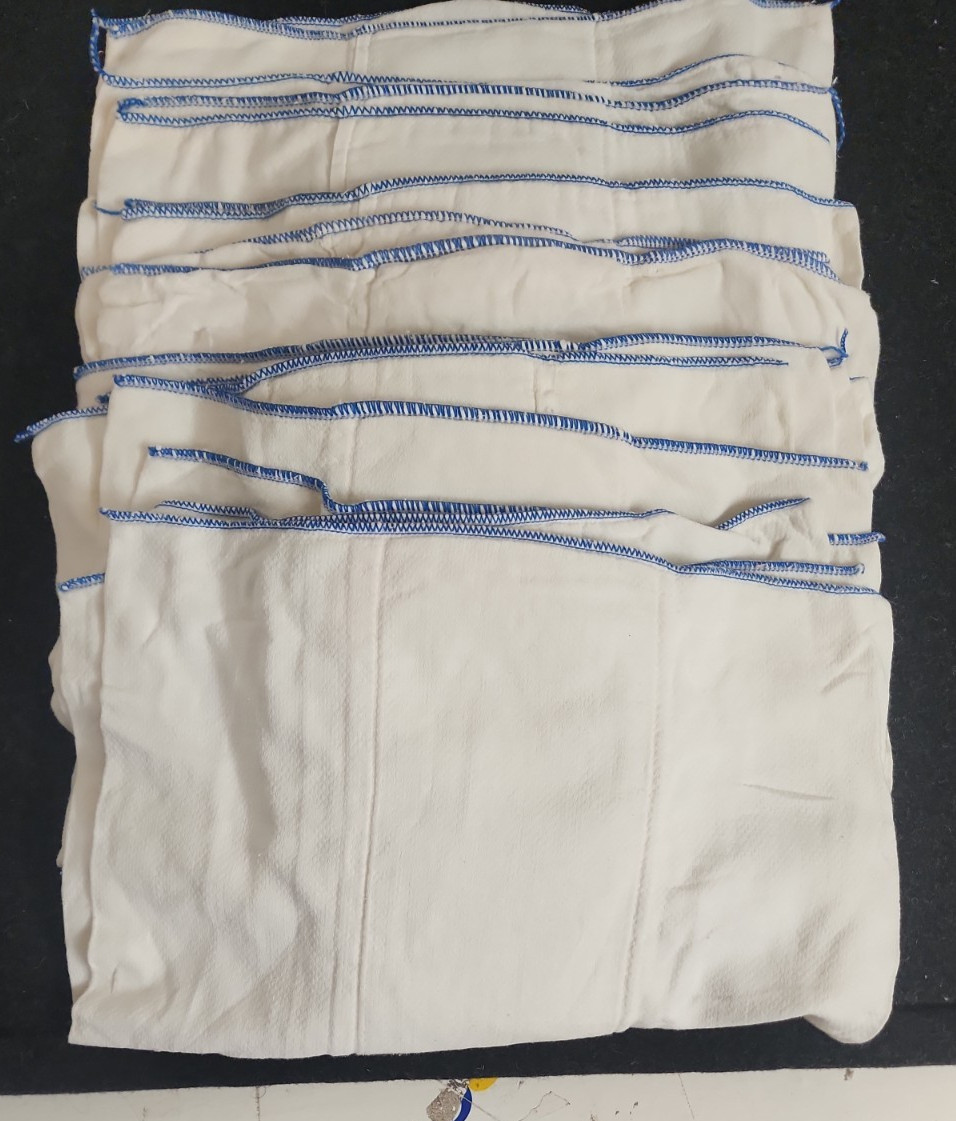 Lot 10 Blue Edge Prefold Cloth rags 14×17 Cotton Birdseye – Washed Clean