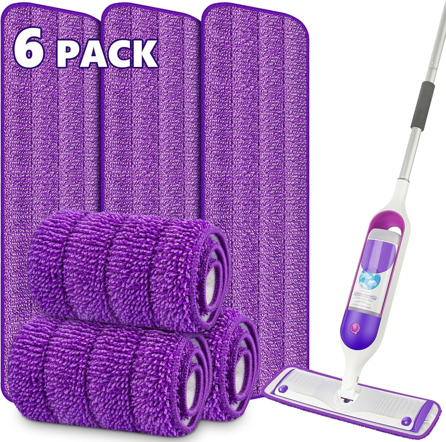 6 Pack Reusable Mop Pads for Swiffer PowerMop, Power Mop Pads 15” Microfiber Re