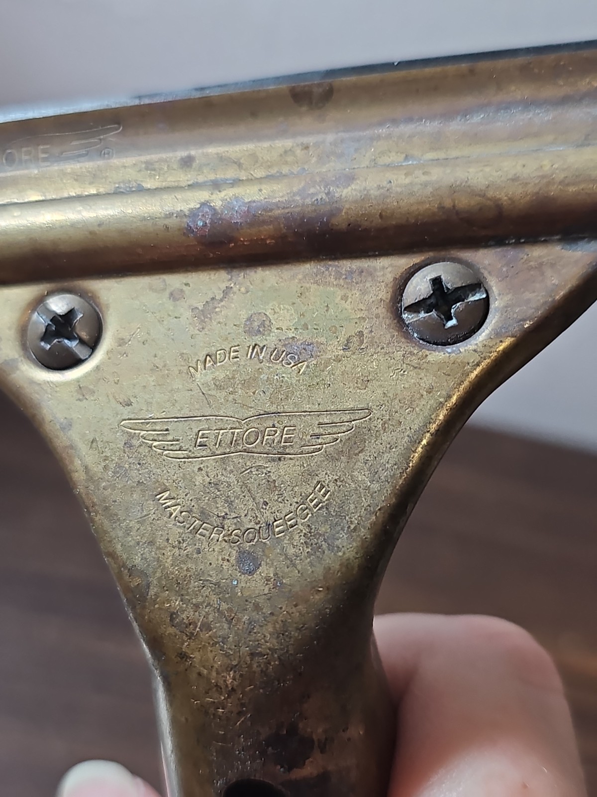 Vintage Complete Solid Brass Ettore Master Squeegee 7.5” Wide Hard To Find Rare