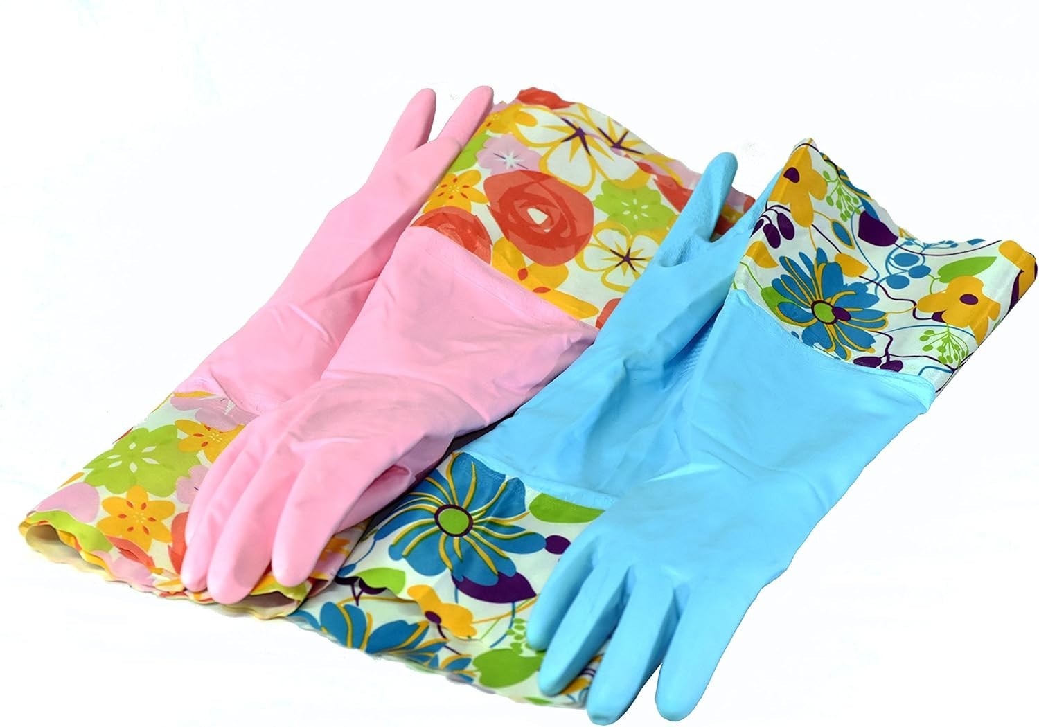 Medium 15-Inch Cleaning Gloves – Waterproof, Latex-Free with Soft Fiber Lining
