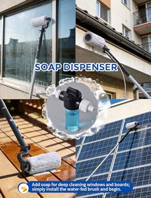Solar Panel Cleaning Brush, Electric Solar Panel Cleaning Kit | With 20.34ft