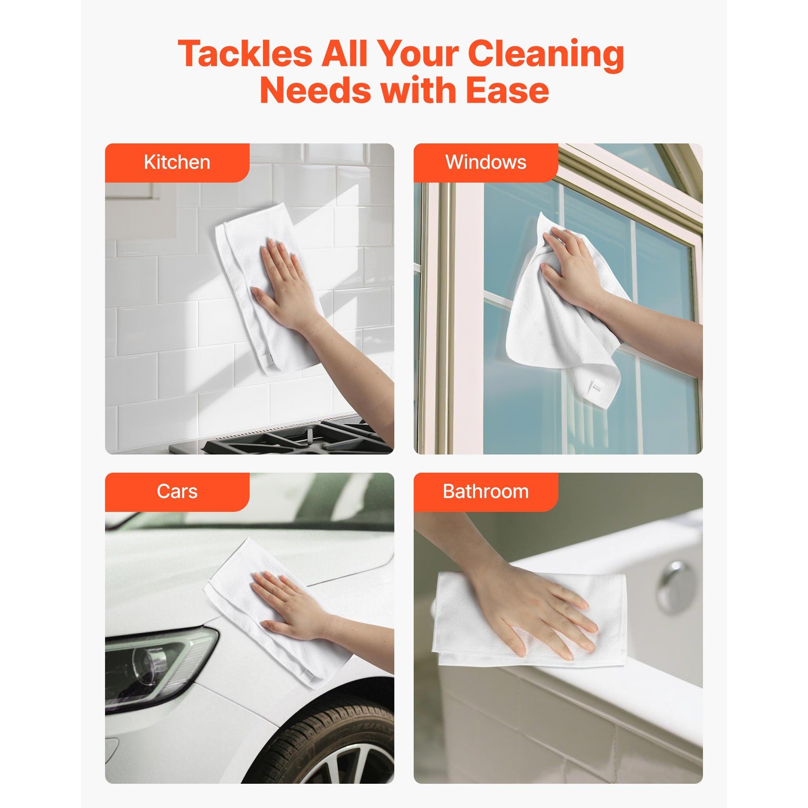 Uimoso 50 Pack White Microfiber Cleaning Cloths 12×12 in High-Quality Towels