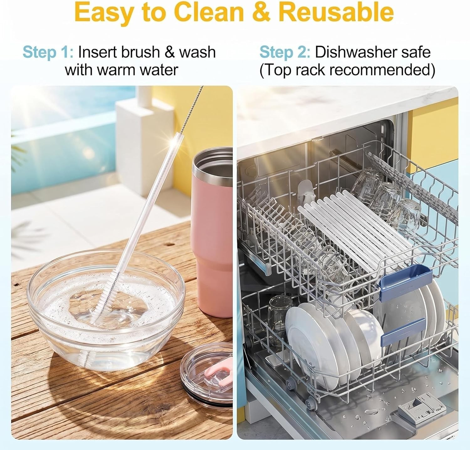 6 Pack Replacement Straws with Cleaning Brush Compatible Stanley 30 oz 40 oz