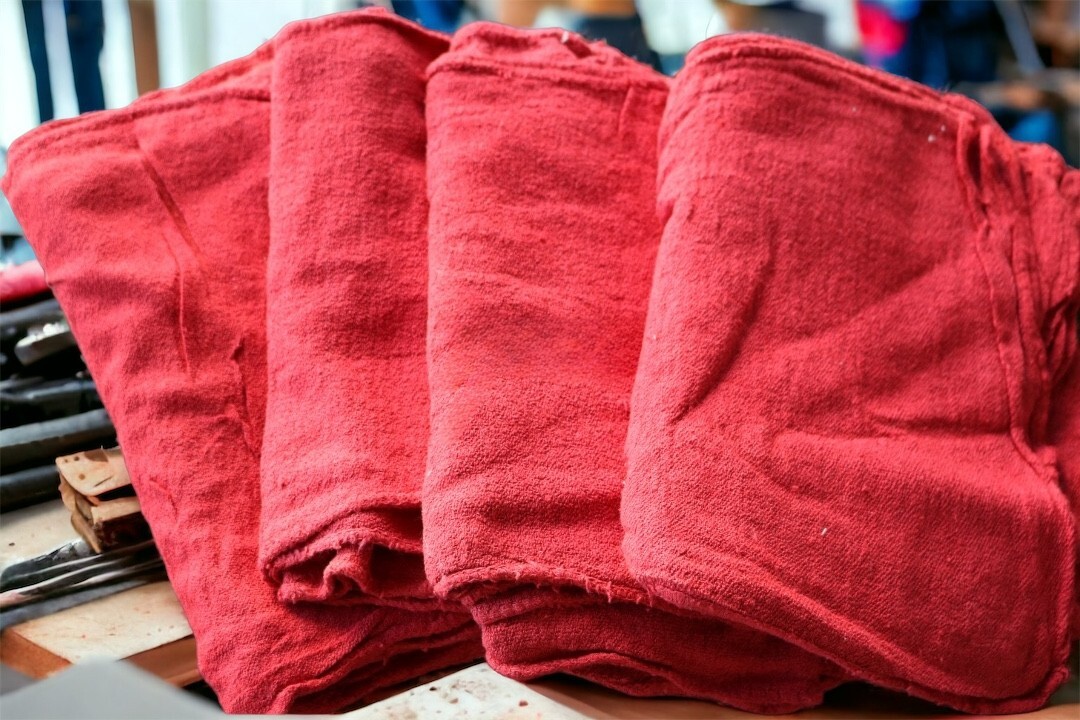 100 Pcs Red Shop Towels Jumbo 15×15 Cleaning Rags, A-Grade & Free Shipping
