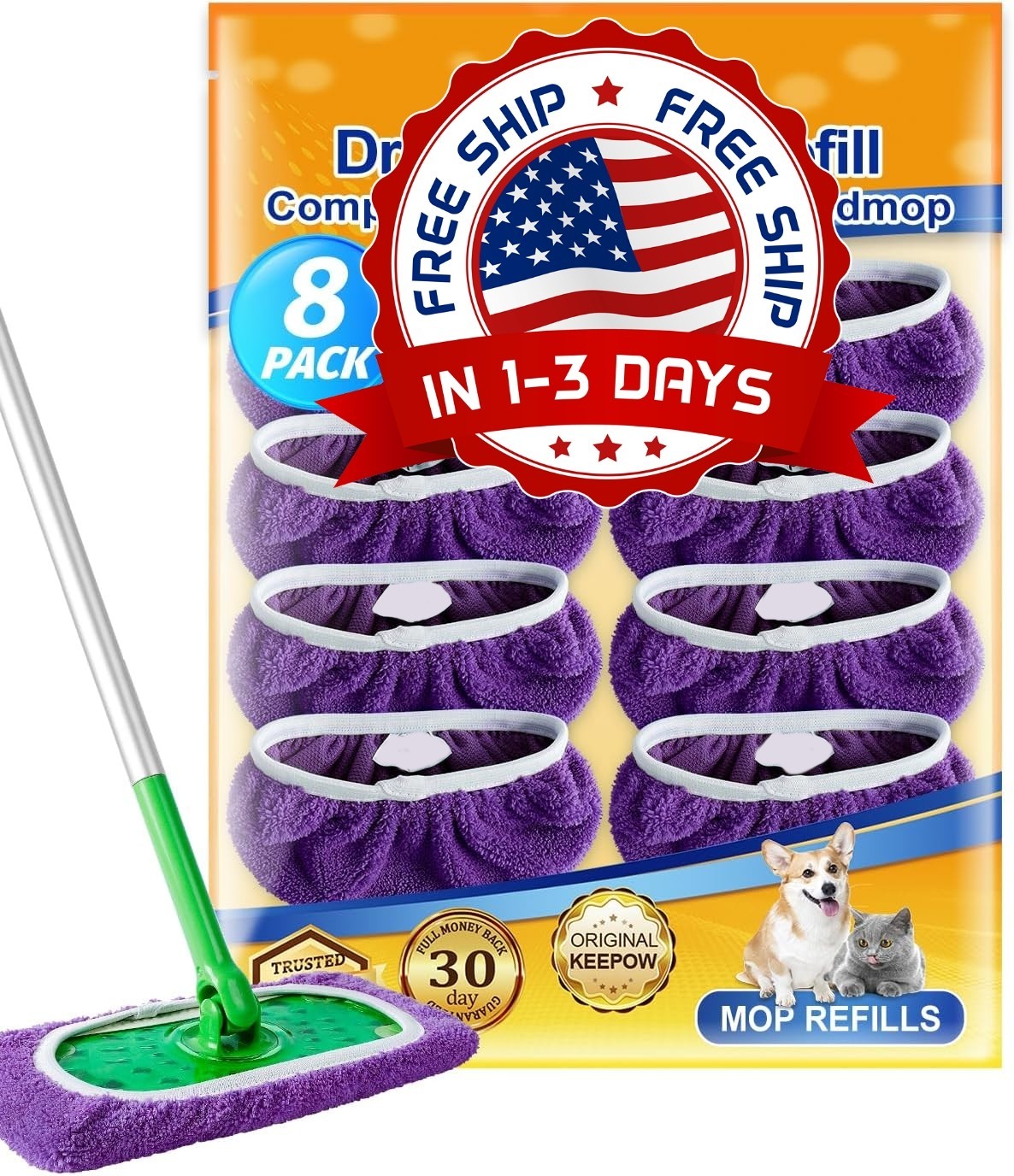 8 Panos De Microfibra Reutilizables Lavables Compatibles Con Mopa Suelos NEW US.