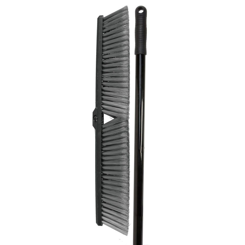 24in Shop Broom Steel Handle Soft Bristles Durable Polypropylene Cleaning Tool