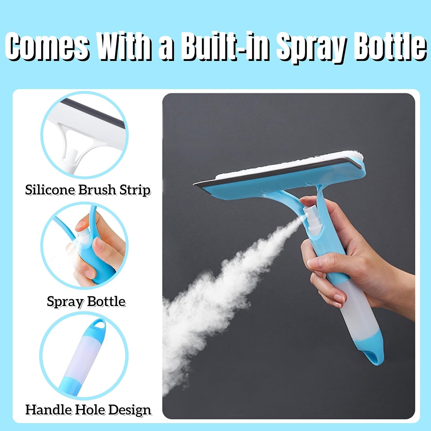 3 in 1 Window Cleaning Scraper Spray Window squeegee Cleaner Tool for Car Home