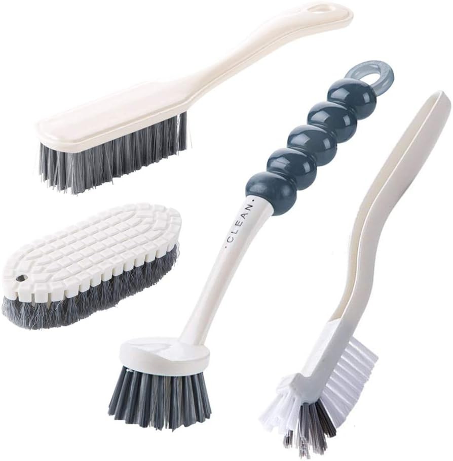 Multi-Purpose Scrub Brush Set – 4 Pack Kitchen Cleaning Brushes with Stiff Brist