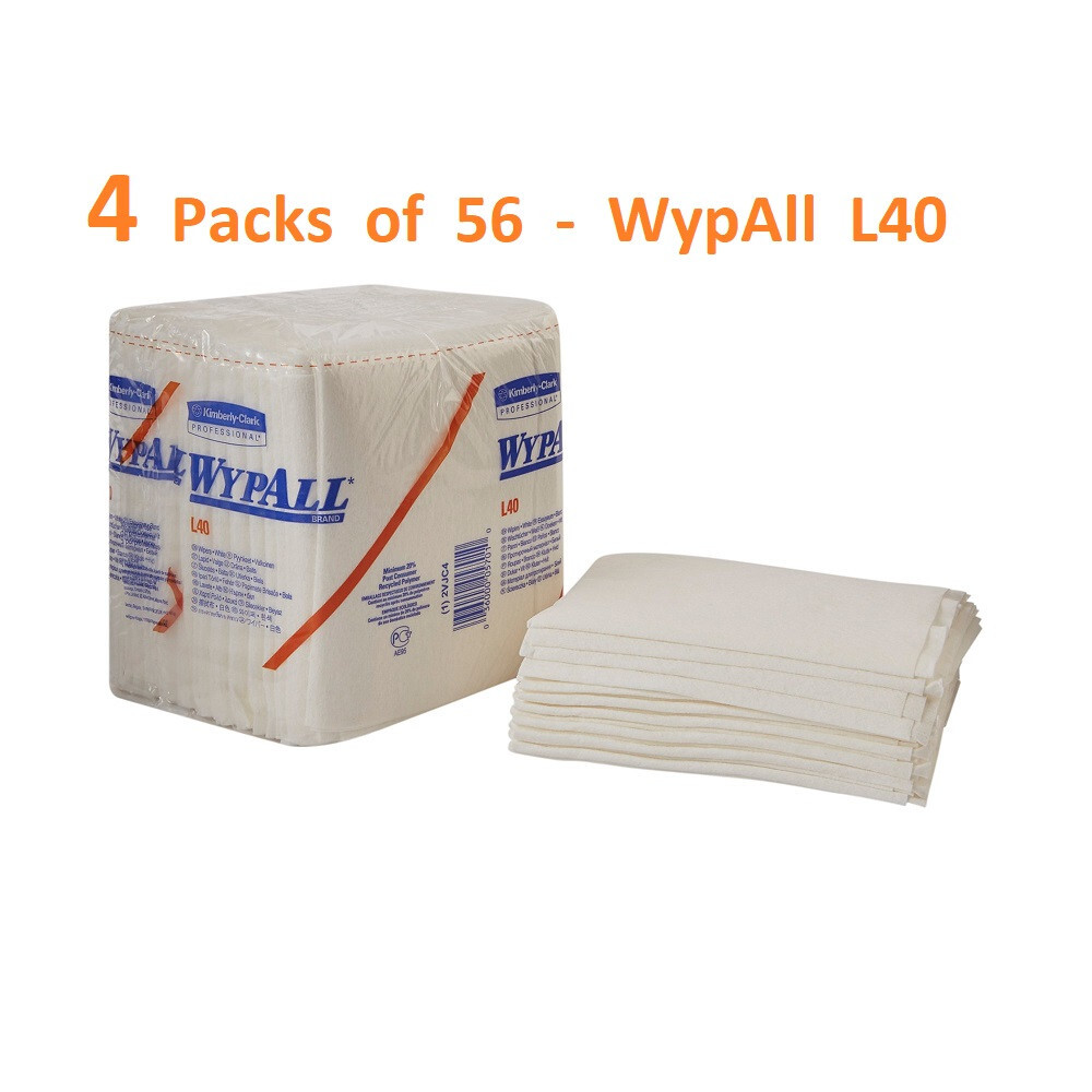 WypAll L40 05701 Disposable Washcloth Task Wipes 12.5 X 12″, 4 Pack of 56 Wipe