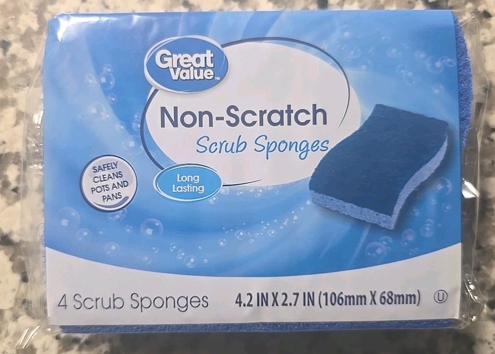 Great Value Non-Scratch Scrub Sponges, 1-Pack (4 Count)