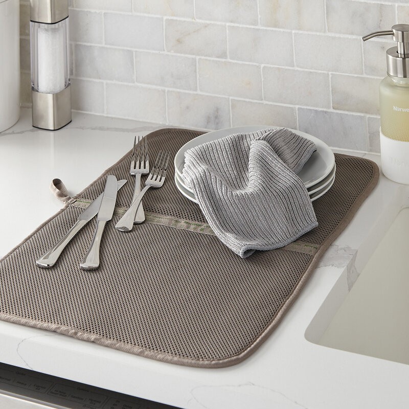 Norwex Dish Mat Netted micro Fiber Antibacterial Baclock Quick Air Dry Brown