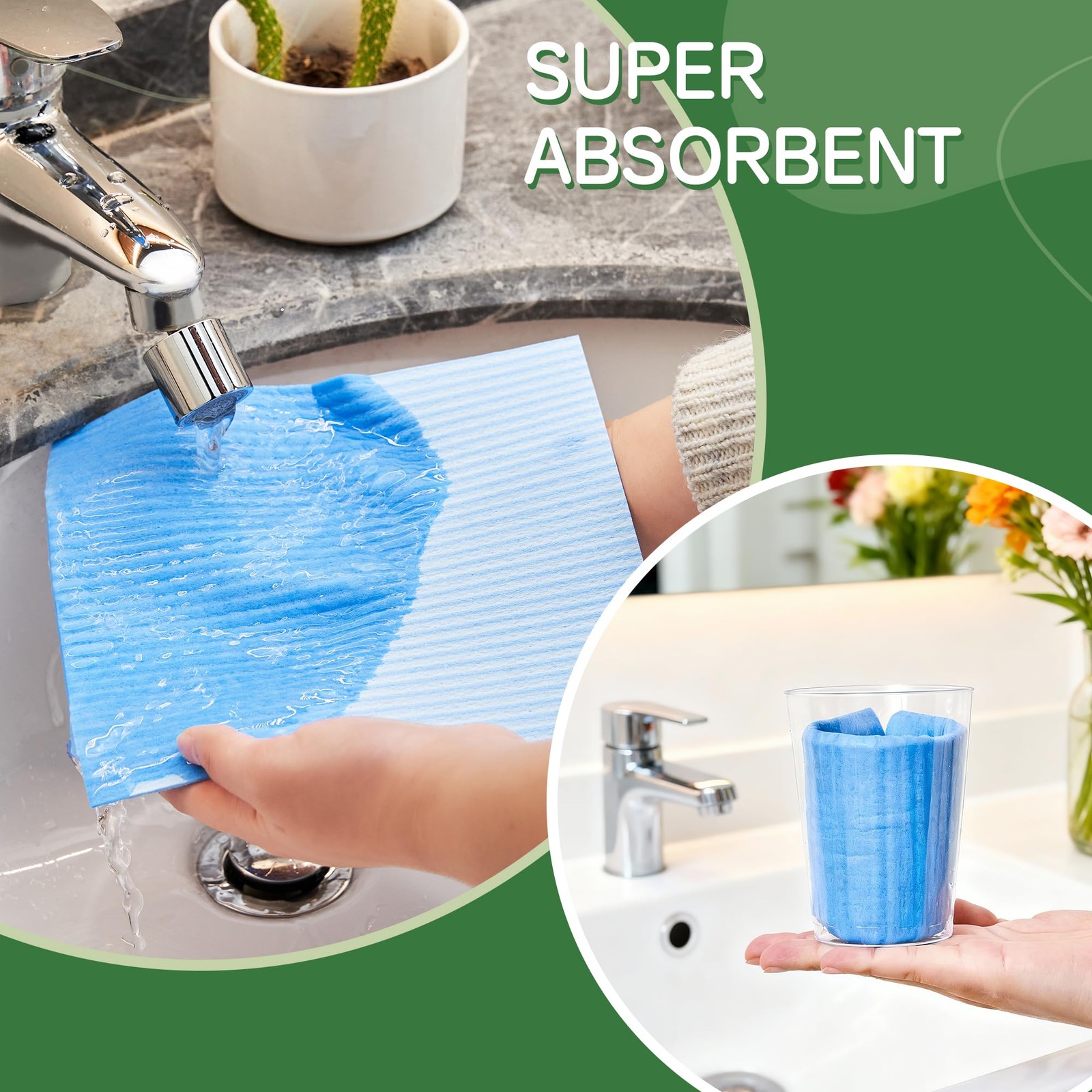 Swedish Dishcloths for Kitchen 10 Pack, Cellulose Sponge Cloths of Reusable D