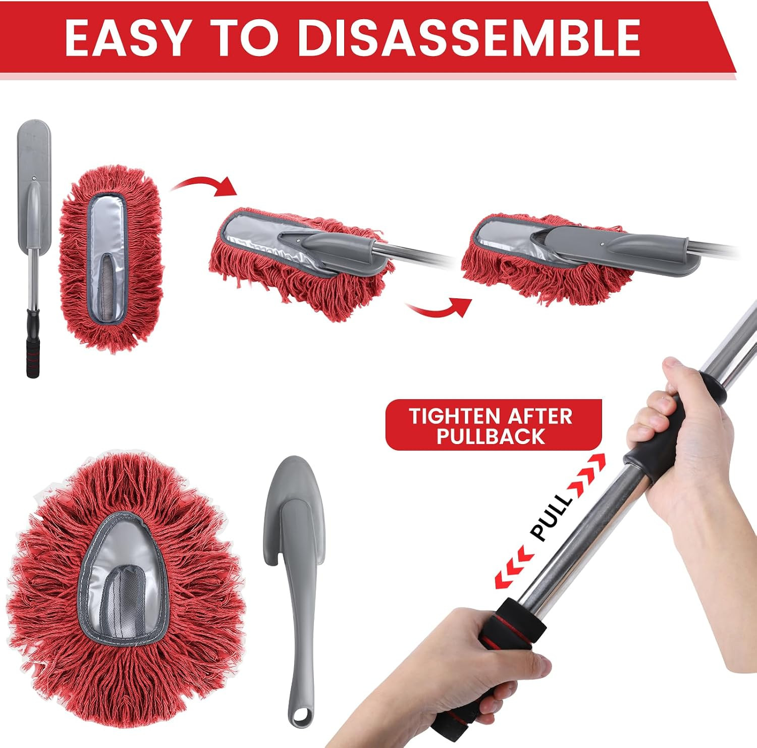 2 Pack Large Car Duster Exterior Scratch Free with Extendable Handle